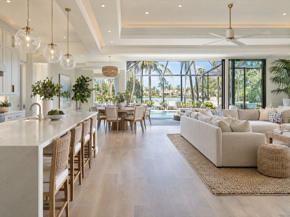 Open-concept full home remodel living area